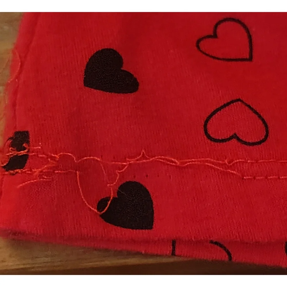 Daisy Fuentes Red & Black Heart Nightgown Lace Back Chemise Slip M Y2K Coquette